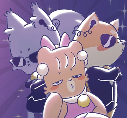 Mina, Neko and Shiba posing together in sunglasses